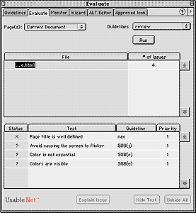 Evaluate panel