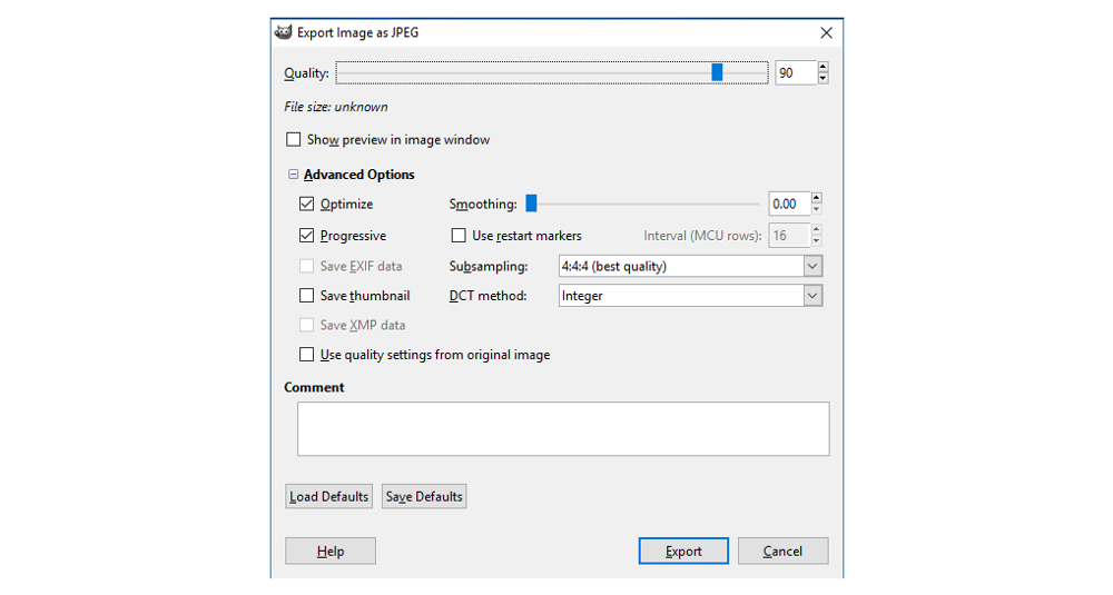 JPG options
